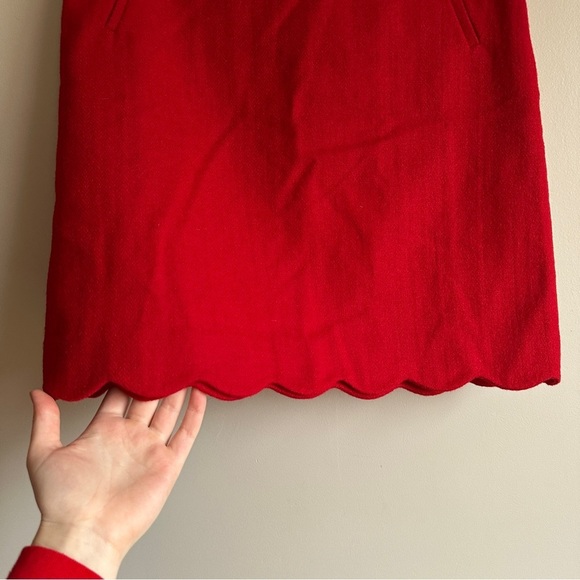 Talbots Red Scalloped Wool Blend Mini Skirt 2 - Picture 2 of 11